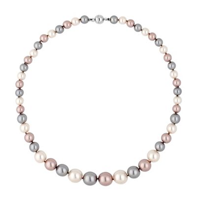 Triple tone pearl chain magnetic necklace